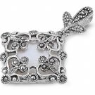 Princess Cut Mother of Pearl CZ Antique Pendant Sterling Silver Antique Style MO