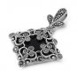 Princess Cut Black Onyx Cubic Zirconia Antique Pendant Sterling Silver Antique S