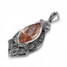 Marquise Cut Champagne CZ Antique Pendant Sterling Silver Antique Style CHAMPAGN