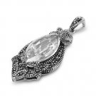 Marquise Cut Cubic Zirconia Antique Pendant Sterling Silver Antique Style CLEAR