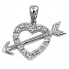 Vintage Pave Cubic Zirconia Pierced Heart Pendant Sterling Silver Antique Style