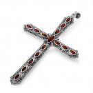 Marquise Cut Garnet Cubic Zirconia Antique Pendant Sterling Silver Antique Style