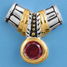 Two Tone Brilliant Garnet CZ Antique Pendant Sterling Silver Antique Style GARNE