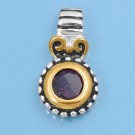 Two Tone Brilliant Cut Amethyst CZ Antique Pendant Sterling Silver Antique Style