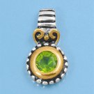 Two Tone Brilliant Cut Peridot CZ Antique Pendant Sterling Silver Antique Style
