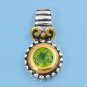 Two Tone Brilliant Cut Peridot CZ Antique Pendant Sterling Silver Antique Style