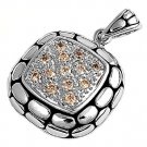 Pave Cushion Cut Champagne CZ Antique Pendant Sterling Silver Antique Style CHAM