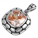 Cushion Cut Champagne Cubic Zirconia Antique Pendant Sterling Silver Antique
