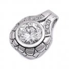 Vintage Brilliant Cut Cubic Zirconia Solitaire Pendant Sterling Silver Antique S