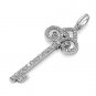 Pave Anitque Design Cubic Zirconia Key Pendant Sterling Silver Antique Style CLE