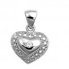 Antique Brilliant Cut Cubic Zirconia Heart Pendant Sterling Silver Antique Style