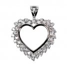 Vintage Style Cubic Zirconia Heart Pendant Sterling Silver Antique Style CLEAR