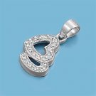 Vintage Pave Cubic Zirconia Double Heart Pendant Sterling Silver Antique Style C