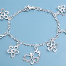 Silver Italian Bracelet W/ Charms - Butterfly 925 Solid Sterling Silver   7 inch