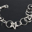 Silver Italian Bracelet W/ Charms - Stars & Rings 925 Solid Sterling Silver   7