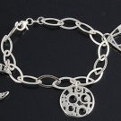 Silver Italian Bracelet W/ Charm - Moon 925 Solid Sterling Silver   7 mm Inch