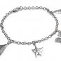 Silver Bracelet W/ Charms - Anchor, Boat, Fish & Umbrella 925 Solid Sterling