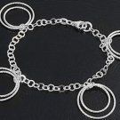 Silver Italian Bracelet W/ Charm - Duo Ring 925 Solid Sterling Silver   22