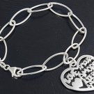 Silver Italian Bracelet W/ Charm - Heart 925 Solid Sterling Silver   7.5 inches