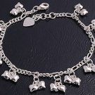 Silver Bracelet W/ Charms 925 Solid Sterling Silver   7"adjust to 8" Inch