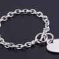 Silver Bracelet W/ Heart 925 Solid Sterling Silver   8 inches Inch