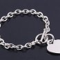 Silver Bracelet W/ Heart 925 Solid Sterling Silver   8 inches Inch