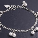 Silver Bracelet W/ Bell 925 Solid Sterling Silver   7"adjust to 8" Inch