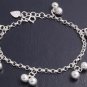 Silver Bracelet W/ Bell 925 Solid Sterling Silver   7"adjust to 8" Inch