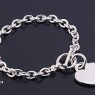 Silver Bracelet W/ Heart 925 Solid Sterling Silver   7.5 inches Inch