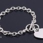 Silver Bracelet W/ Heart 925 Solid Sterling Silver   7.5 inches Inch