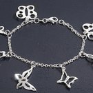 Silver Bracelet W/Charms 925 Solid Sterling Silver   7.5" Inch