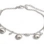 Silver Bracelet W/Charms 925 Solid Sterling Silver   Adjustable up to 10" Inch