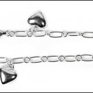 Silver Bracelet W/ Charms - Heart 925 Solid Sterling Silver   7.5" Inch