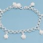 Silver Bracelet W/ Charms - Rose 925 Solid Sterling Silver 7"adjust to 8" Inch