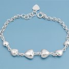 Silver Bracelet W/ Charm - Heart 925 Solid Sterling Silver   7" adjust to 8" Inc