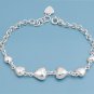 Silver Bracelet W/ Charm - Heart 925 Solid Sterling Silver 7" adjust to 8" Inc