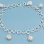 Silver Bracelet W/ Charm - Flower 925 Solid Sterling Silver   7" adjust to 7.5"