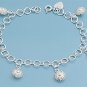 Silver Bracelet W/ Charm - Flower 925 Solid Sterling Silver   7" adjust to 7.5"