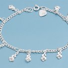 Silver Bracelet W/ Charm - Dollar Sign 925 Solid Sterling Silver   7" adjust to