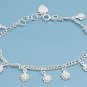 Silver Bracelet W/ Charm - Sun 925 Solid Sterling Silver   7" adjust to 7.5" Inc