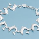 Silver Bracelet W/ Charms - Dolphin 925 Solid Sterling Silver   7"adjust to 8" I