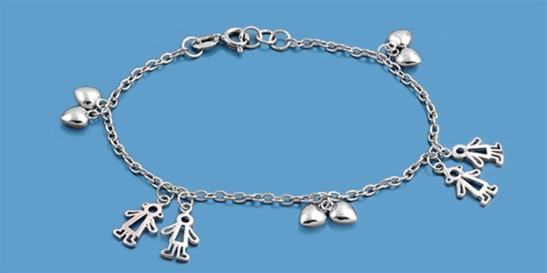 Silver Bracelet W/ Charms 925 Solid Sterling Silver   7.5 in Inch
