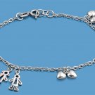 Silver Bracelet W/ Charms 925 Solid Sterling Silver   7.5 in Inch