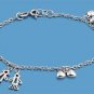 Silver Bracelet W/ Charms 925 Solid Sterling Silver 7.5 in Inch