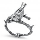 PLAIN SILVER BIRD ON TWIGS RING Solid Sterling Silver Band Size 6-10 925 Solid S