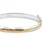 Two Tone 7mm Plain Silver Bangle Bracelet with Safety Chain Sterling Silver