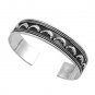 15mm Oxidized Plain Silver Cuff Bracelet with Dolphin Desing Sterling Silver