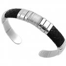 9mm Plain Silver Cuff Bracelet with Carbon Fiber Inlay Sterling Silver