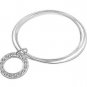 Three Piece with O Pendant Dangle Silver Bangle Bracelet Sterling Silver