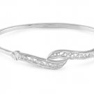 3mm with Filigree Tip CZ Silver Bangle Bracelet  Sterling Silver